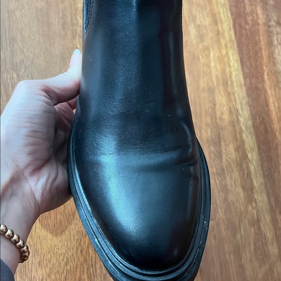 Zara Black Faux Leather Boots with Knit Calf - Picture 5 of 16